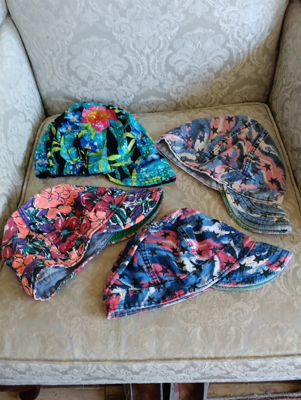 Kids Floral & Star Print Bucket Hat - Multi-Color